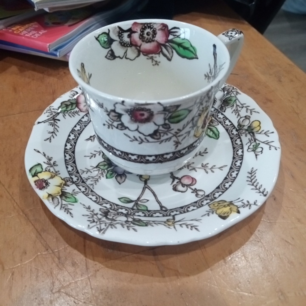 Floral Porcelain Teacup and Saucer Set